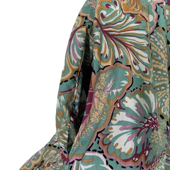 Melloday Womens Floral tropical Print Tiered Maxi Dress Sz Medium Green Ruffle - Picture 8 of 12